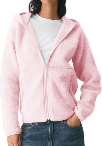 Xaspee Women's Fleece Zip Up Jacket Fuzzy Sherpa Hooded Jackets Coats Casual Long Sleeve Sweatshirts with Hood in Kuwait