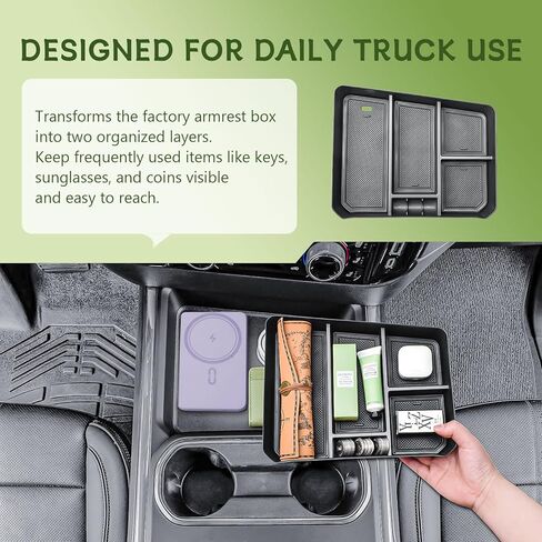 Center Console Organizer Compatible with 2024-2026 Chevy Silverado 2500 HD/3500HD Interior Accessories, Armrest Compartment Divider Insert Storage Tray (Fit Full Console w/Bucket Seats Only) in Saudi Arabia