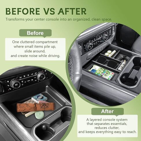 Center Console Organizer Compatible with 2024-2026 Chevy Silverado 2500 HD/3500HD Interior Accessories, Armrest Compartment Divider Insert Storage Tray (Fit Full Console w/Bucket Seats Only) in Saudi Arabia