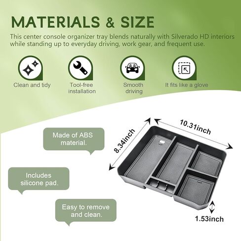 Center Console Organizer Compatible with 2024-2026 Chevy Silverado 2500 HD/3500HD Interior Accessories, Armrest Compartment Divider Insert Storage Tray (Fit Full Console w/Bucket Seats Only) in Saudi Arabia