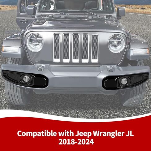 Fog Light Covers & Front Bumper Anti-Collision Block Trim Compatible with Jeep Wrangler JL JLU & Gladiator JT Accessories 2018-2023, Black in Saudi Arabia