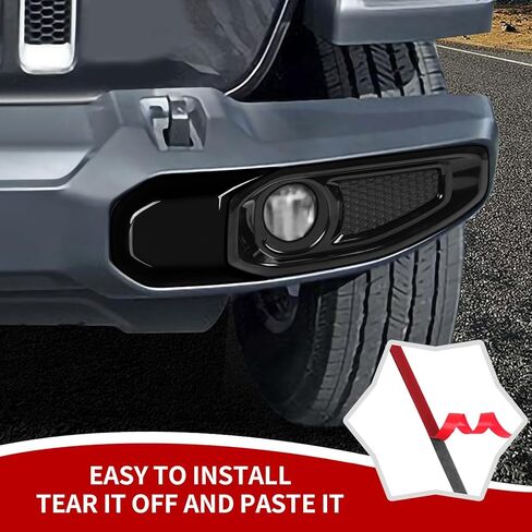 Fog Light Covers & Front Bumper Anti-Collision Block Trim Compatible with Jeep Wrangler JL JLU & Gladiator JT Accessories 2018-2023, Black in Saudi Arabia