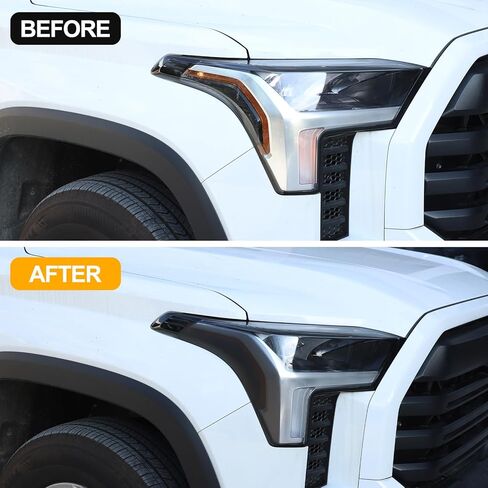 Front Light Vinyl Overlay Tinted Cover Trim Compatible with Toyota Tundra 2022-2025, Car Exterior Decoration Accessories in Saudi Arabia