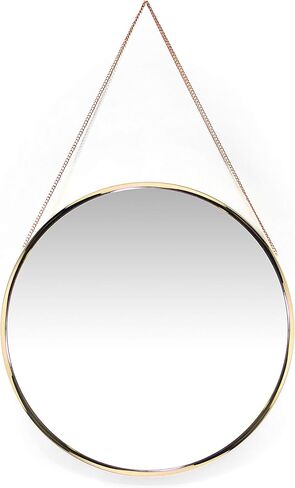 Infinity Instruments Franc Large 18 inch Round Wall Mirror with Chain, Easy-to-Hang Circular Wall Mirror with Durable Metal Chain, add Fashion to Any Room, Gold in Kuwait