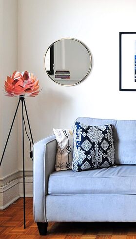 Infinity Instruments Franc Large 18 inch Round Wall Mirror with Chain, Easy-to-Hang Circular Wall Mirror with Durable Metal Chain, add Fashion to Any Room, Gold in Kuwait