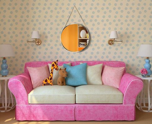 Infinity Instruments Franc Large 18 inch Round Wall Mirror with Chain, Easy-to-Hang Circular Wall Mirror with Durable Metal Chain, add Fashion to Any Room, Gold in Kuwait