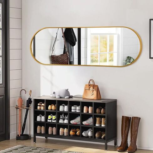 JJUUYOU مرآة بيضاوية كاملة الطول مرآة 48 بوصة × 18 بوصة إطار من الألومنيوم مرايا معلقة على الحائط للحمام الجداري ومرايا غرفة المعيشة وغرفة النوم ومدخل الديكور in Kuwait