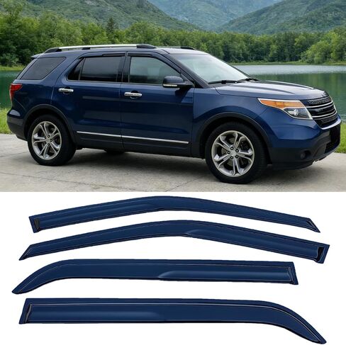 Side Car Window Visors Wind Deflectors for Ford Explorer 2011-2019, Vent Guard Shade Sun Rain Guards 4PC-Set 94293 in Kuwait