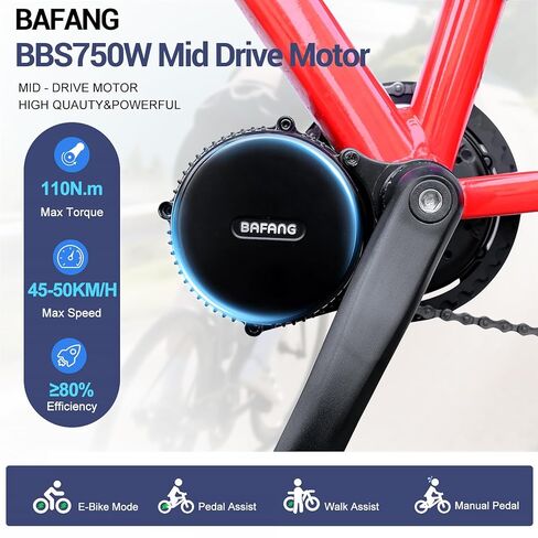 BAFANG BBS02B Mid Drive Motor Kit,48V 750W UART Bus Ebike Conversion Kit with LCD Display, USB Programmable, Fits 68-73mm Bottom Bracket, Battery Optional in Kuwait