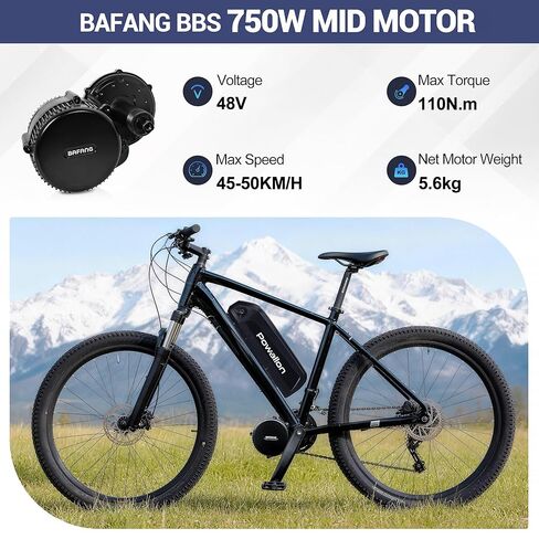 BAFANG BBS02B Mid Drive Motor Kit,48V 750W UART Bus Ebike Conversion Kit with LCD Display, USB Programmable, Fits 68-73mm Bottom Bracket, Battery Optional in Kuwait