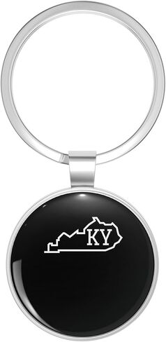 State of Kentucky KY Abbreviation Outline Metal Double Sided Key Chain Keychain in Saudi Arabia