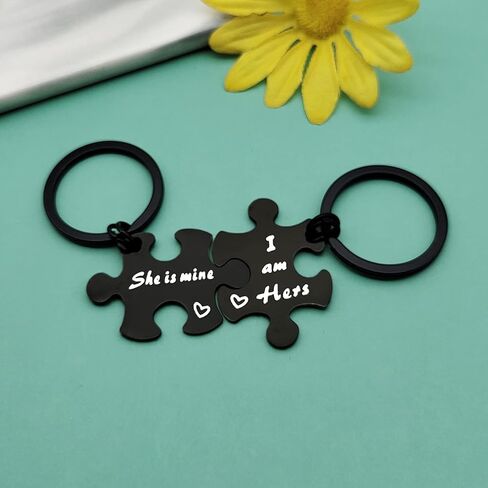 Baipilu Funny Lesbian Gifts Puzzle Piece Keychains Set Gay Pride Gift LGBT Keyring For Girlfriend Her Couple Present for Birthday Anniversary Keychains for Wedding Valentines Day in Saudi Arabia