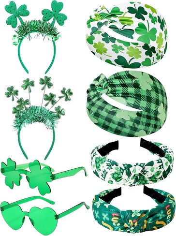 St. Patrick's Day Headband Set, 8 Pcs St Patricks Day Accessories with Green Irish Clover Head Bopper Sunglasses for Lucky Saint Patrick's Day Spring Themed Party in Kuwait