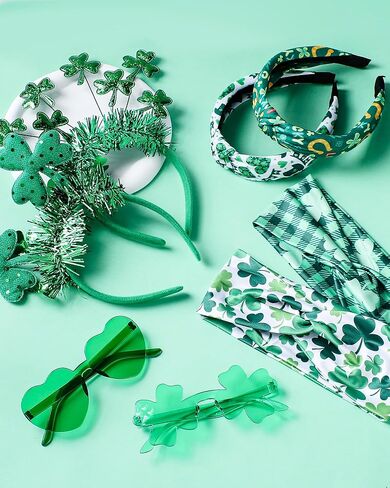 St. Patrick's Day Headband Set, 8 Pcs St Patricks Day Accessories with Green Irish Clover Head Bopper Sunglasses for Lucky Saint Patrick's Day Spring Themed Party in Kuwait