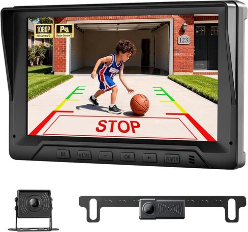 كاميرا احتياطية 1080 بكسل مع أجهزة استشعار احتياطية للتحكم في مسافة ركن السيارة (PDC) + مستشعر رادار للبقع العمياء على الجانب الأيمن، كاميرا احتياطية مع شاشة 7 بوصة للسيارات/الشاحنة/RV/المقطورة (الكاميرا الخلفية + الكاميرا اليمنى) in Kuwait