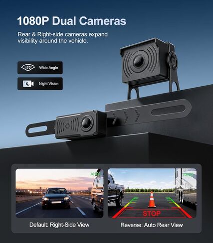 كاميرا احتياطية 1080 بكسل مع أجهزة استشعار احتياطية للتحكم في مسافة ركن السيارة (PDC) + مستشعر رادار للبقع العمياء على الجانب الأيمن، كاميرا احتياطية مع شاشة 7 بوصة للسيارات/الشاحنة/RV/المقطورة (الكاميرا الخلفية + الكاميرا اليمنى) in Kuwait