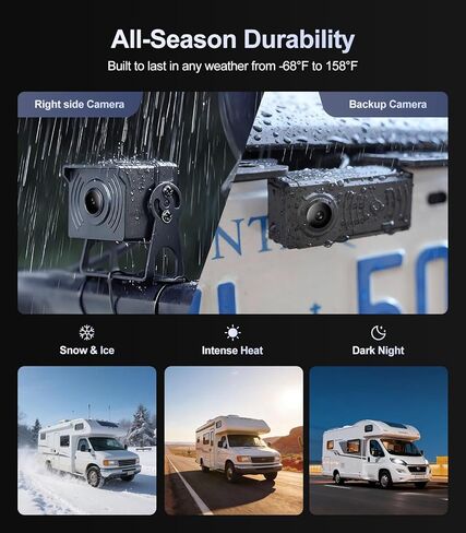 كاميرا احتياطية 1080 بكسل مع أجهزة استشعار احتياطية للتحكم في مسافة ركن السيارة (PDC) + مستشعر رادار للبقع العمياء على الجانب الأيمن، كاميرا احتياطية مع شاشة 7 بوصة للسيارات/الشاحنة/RV/المقطورة (الكاميرا الخلفية + الكاميرا اليمنى) in Kuwait