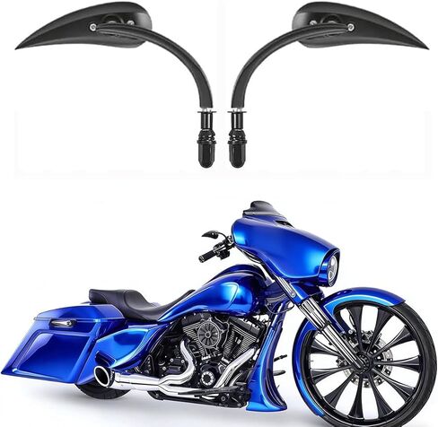 M8 M10 Chrome Motorcycle Mirrors,2Pcs Universal Round Shape Rear view Side Mirrors Compatible with Harley Street Glide Softail Sportster and More in Kuwait