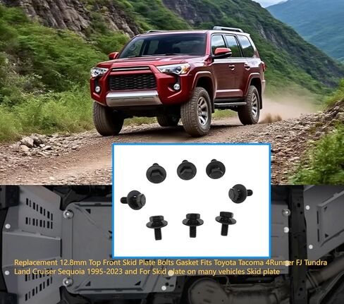Replacement 12.8mm Top Front Skid Plate Bolts and Skid Plate Gasket Fits to-yo-ta 4Runner Tacoma FJ Cruiser Sequoia Land Cruiser Tundra Skid Plate Bolts (8Sets) in Kuwait
