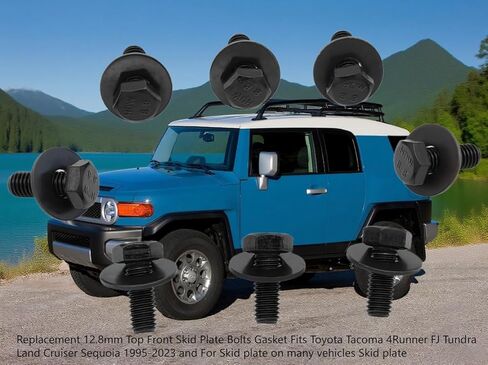 Replacement 12.8mm Top Front Skid Plate Bolts and Skid Plate Gasket Fits to-yo-ta 4Runner Tacoma FJ Cruiser Sequoia Land Cruiser Tundra Skid Plate Bolts (8Sets) in Kuwait