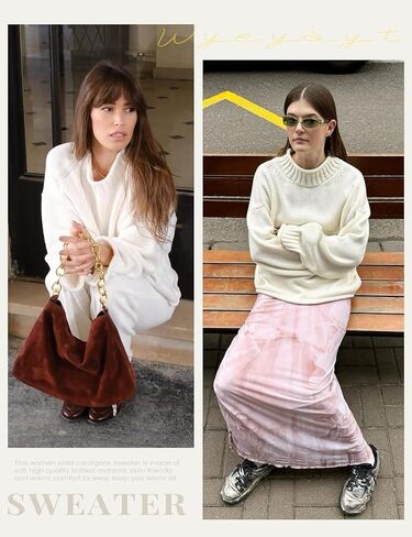 Wyeysyt Women's Oversized Rollneck Sweater Chunky Cable Knit Soft Pullover Sweater Fall Winter Casual Knitwear(Beige-XL) in Saudi Arabia