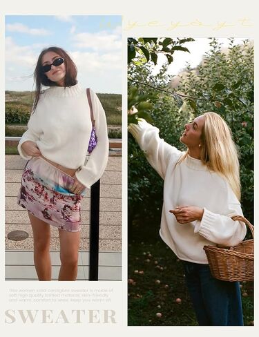 Wyeysyt Women's Oversized Rollneck Sweater Chunky Cable Knit Soft Pullover Sweater Fall Winter Casual Knitwear(Beige-XL) in Saudi Arabia