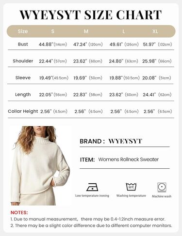 Wyeysyt Women's Oversized Rollneck Sweater Chunky Cable Knit Soft Pullover Sweater Fall Winter Casual Knitwear(Beige-XL) in Saudi Arabia