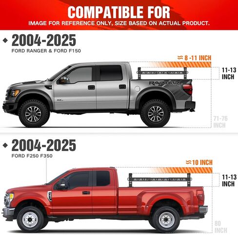 for F150 F250 F350 & Ranger Overland 11.2-13.2" High Truck Bed Racks with 2 Led Light Compatible with 2004-2025 Ford F-150 F-250 F-350 & Ranger, Ladder Rack for Bed Rail in Kuwait