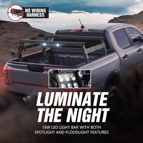 for F150 F250 F350 & Ranger Overland 11.2-13.2" High Truck Bed Racks with 2 Led Light Compatible with 2004-2025 Ford F-150 F-250 F-350 & Ranger, Ladder Rack for Bed Rail in Kuwait