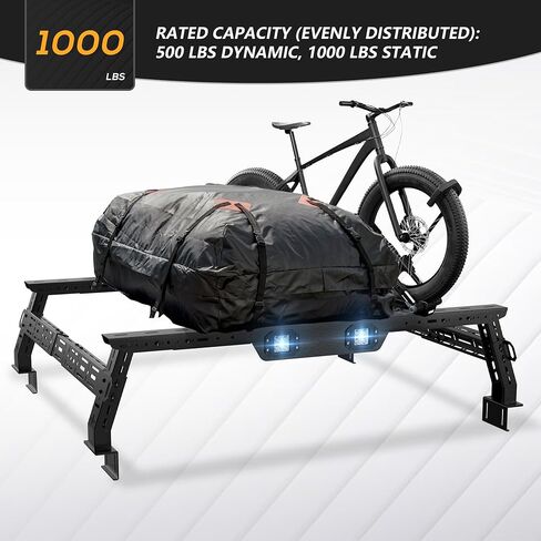 for F150 F250 F350 & Ranger Overland 11.2-13.2" High Truck Bed Racks with 2 Led Light Compatible with 2004-2025 Ford F-150 F-250 F-350 & Ranger, Ladder Rack for Bed Rail in Kuwait