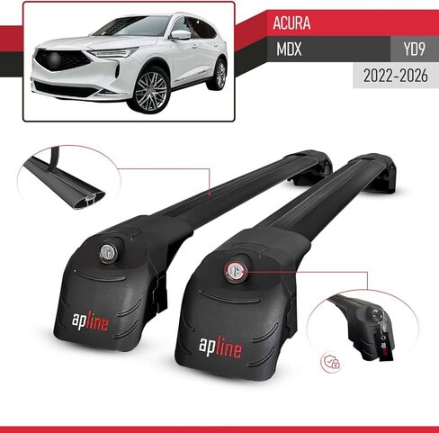 متوافق مع Acura MDX 2022-2026 (YD9) ACE-2 نوع رف سقف السيارة شريط متقاطع قضبان ألومنيوم سوداء in Kuwait