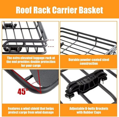 46" x 39" Heavy Duty Roof Rack Rooftop Cargo Carrier Basket,Universal Car Top Luggage Holder roof Rack Fits for SUV and Pick Up Truck,550lb Capacity in Saudi Arabia