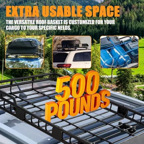 46" x 39" Heavy Duty Roof Rack Rooftop Cargo Carrier Basket,Universal Car Top Luggage Holder roof Rack Fits for SUV and Pick Up Truck,550lb Capacity in Saudi Arabia