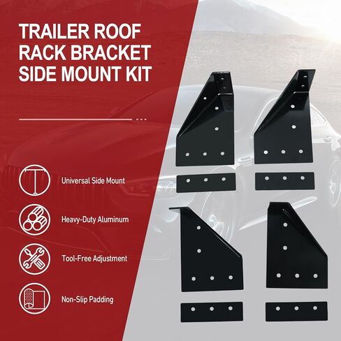 Trailer Roof Rack Bracket Side Mount Kit Compatible with Awning, Teardrop Trailers, Ladders, Campers, RVs, Utility Boxes, Enclosed Trailers, Front Runner Racks, Basket Racks, Rooftop Tents in Kuwait