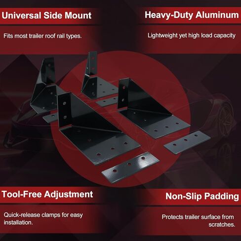 Trailer Roof Rack Bracket Side Mount Kit Compatible with Awning, Teardrop Trailers, Ladders, Campers, RVs, Utility Boxes, Enclosed Trailers, Front Runner Racks, Basket Racks, Rooftop Tents in Kuwait