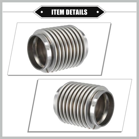 Car Exhaust Flexible Pipe, 63.5x100mm 2.5"x3.94" Exhaust Flex Connector Pipes Bellows Universal for Car Durable Stainless Steel Silver Tone Replacement Car Parts in Saudi Arabia