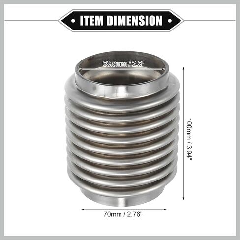Car Exhaust Flexible Pipe, 63.5x100mm 2.5"x3.94" Exhaust Flex Connector Pipes Bellows Universal for Car Durable Stainless Steel Silver Tone Replacement Car Parts in Saudi Arabia