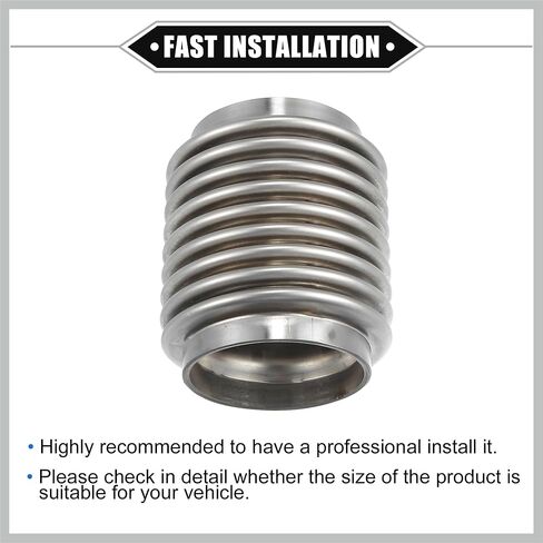Car Exhaust Flexible Pipe, 63.5x100mm 2.5"x3.94" Exhaust Flex Connector Pipes Bellows Universal for Car Durable Stainless Steel Silver Tone Replacement Car Parts in Saudi Arabia