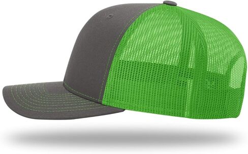 Joe's USA Richardson 112 Trucker Hat - Premium Adjustable Snapback Hats-OSFM-1 Pack-Charcoal/Neon Green in Saudi Arabia