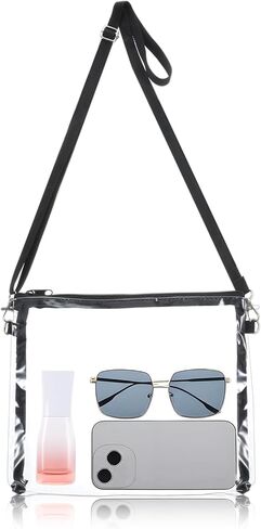 Clear Purses for Women with Adjustable Strap, Clear Bag Stadium Approved Stadium Approved Crossbody Zipper Handbag Crossbody Bag Stadiums Approveds for Sports, Transparent Stadiums Bags for Concert in Saudi Arabia