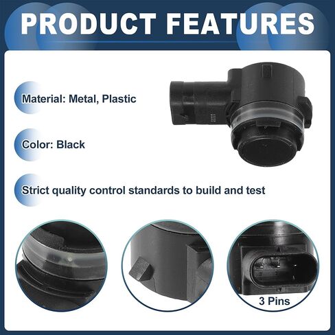 Bumper Parking Reverse Sensor, Rear Parking Assist Sensor No.5Q0919275B/A0009055504 for A3 8V BJ 2013-2018 Black, 2 Pcs in Saudi Arabia