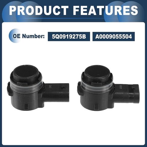 Bumper Parking Reverse Sensor, Rear Parking Assist Sensor No.5Q0919275B/A0009055504 for A3 8V BJ 2013-2018 Black, 2 Pcs in Saudi Arabia