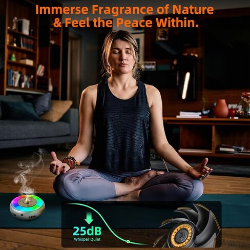Electric Incense Burner & Essential Oil Diffuser with 5 Modes Smart Flameless Temperature Control Heat - CNC Alu, with RGB Light for Home, Yoga, Meditation, Car with 1 Small Box of Agarwood Chips in Saudi Arabia