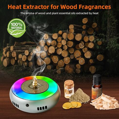 Electric Incense Burner & Essential Oil Diffuser with 5 Modes Smart Flameless Temperature Control Heat - CNC Alu, with RGB Light for Home, Yoga, Meditation, Car with 1 Small Box of Agarwood Chips in Saudi Arabia