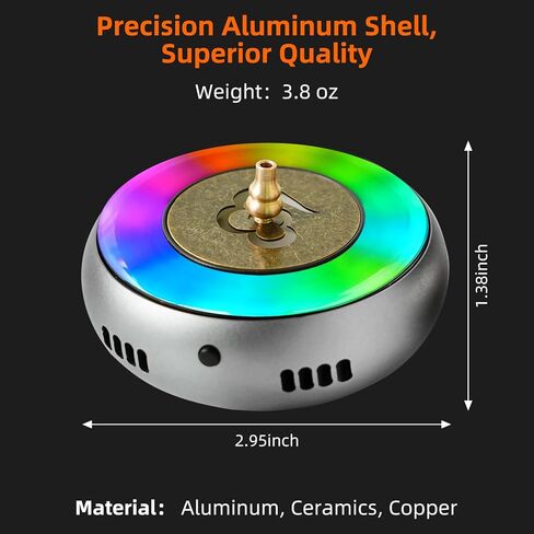 Electric Incense Burner & Essential Oil Diffuser with 5 Modes Smart Flameless Temperature Control Heat - CNC Alu, with RGB Light for Home, Yoga, Meditation, Car with 1 Small Box of Agarwood Chips in Saudi Arabia