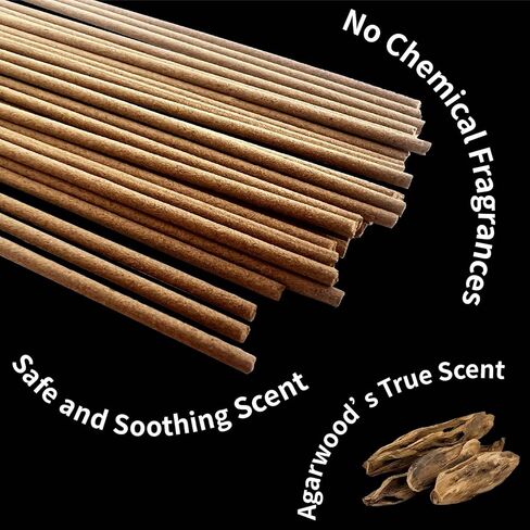 Oud Agarwood Incense Sticks with Holder,Natural Charcoal Free Organic Clean Burning.Premium Quality Oud Sticks(30+Sticks, 8.2 inch),Exquisitely Gift-Boxed for Gift in Saudi Arabia