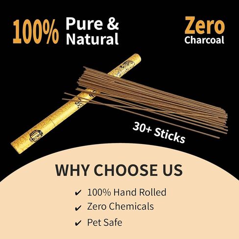 Oud Agarwood Incense Sticks with Holder,Natural Charcoal Free Organic Clean Burning.Premium Quality Oud Sticks(30+Sticks, 8.2 inch),Exquisitely Gift-Boxed for Gift in Saudi Arabia
