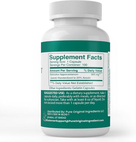 PURE ORIGINAL INGREDIENTS Horse Chestnut (100 Capsules) Always Pure, No Additives Or Fillers, Lab Verified in Saudi Arabia