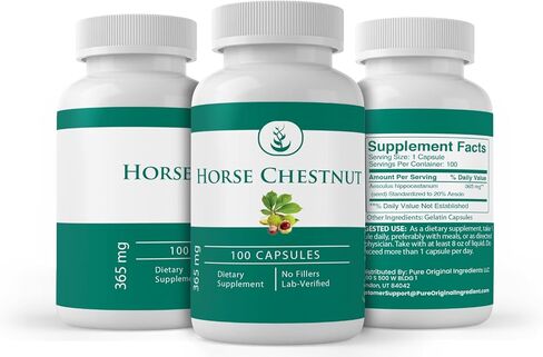 PURE ORIGINAL INGREDIENTS Horse Chestnut (100 Capsules) Always Pure, No Additives Or Fillers, Lab Verified in Saudi Arabia