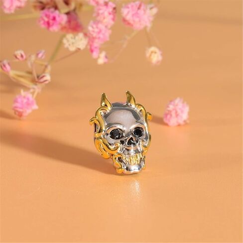 GNOCE Skull Charm Bead Sterling Silver Skull with Golden Halloween Charm Fit Bracelet/Necklace Christmas Gift for Women Wife in Saudi Arabia